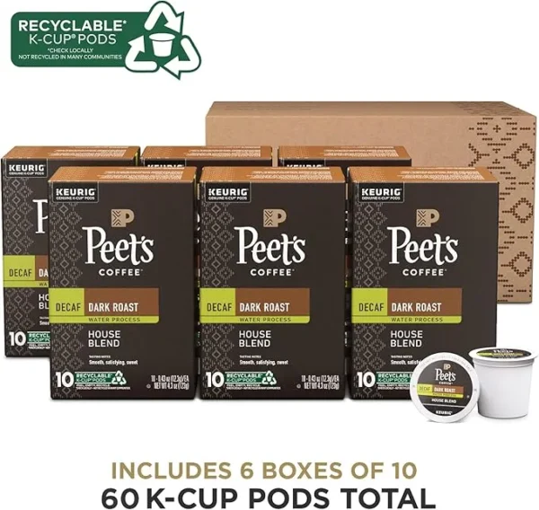 Peet's Coffee, Dark Roast Decaffeinated Coffee K-Cup Pods for Keurig Brewers - Image 2