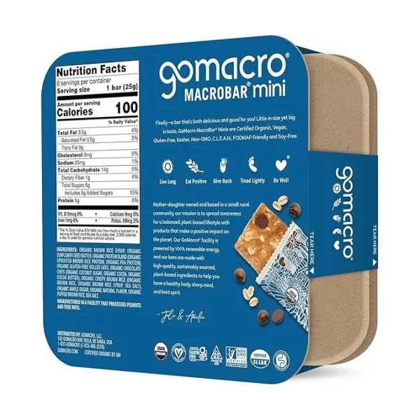 GOMACRO Organic Oatmeal Choc Chip Macrobar Minis 8 Count, 7.2 OZ - Image 2