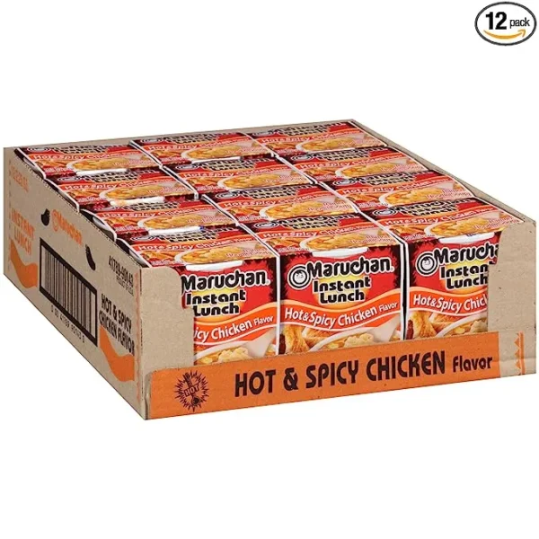 Maruchan Instant Lunch Hot & Spicy Chicken, Ramen Noodle Soup, Microwaveable Meal, 2.25 Oz, 12 Count - Image 6